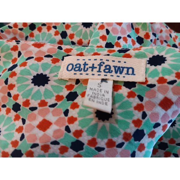 Anthropologie Green and Pink Geometric Jumpsuit - Picture 5 of 5